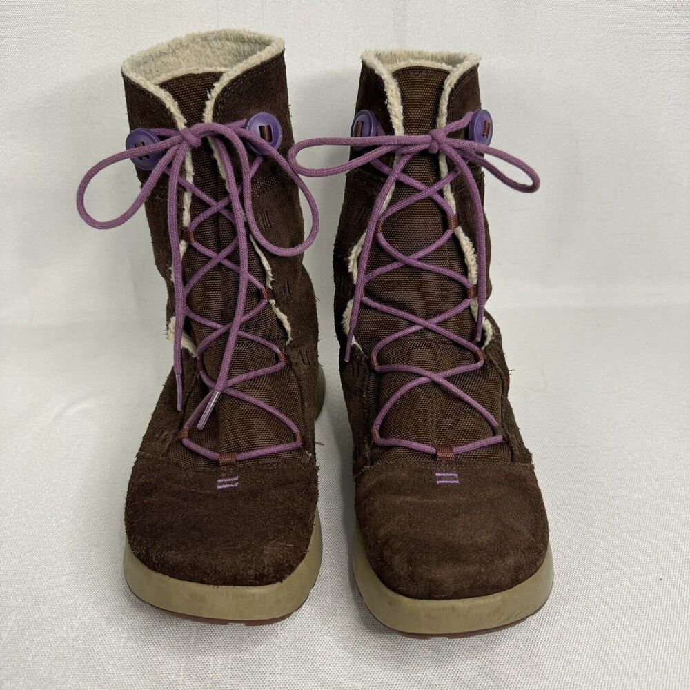 Chaco Belyn Kids Brown Suede Shearling Lined Waterproof Winter Boots Size 4